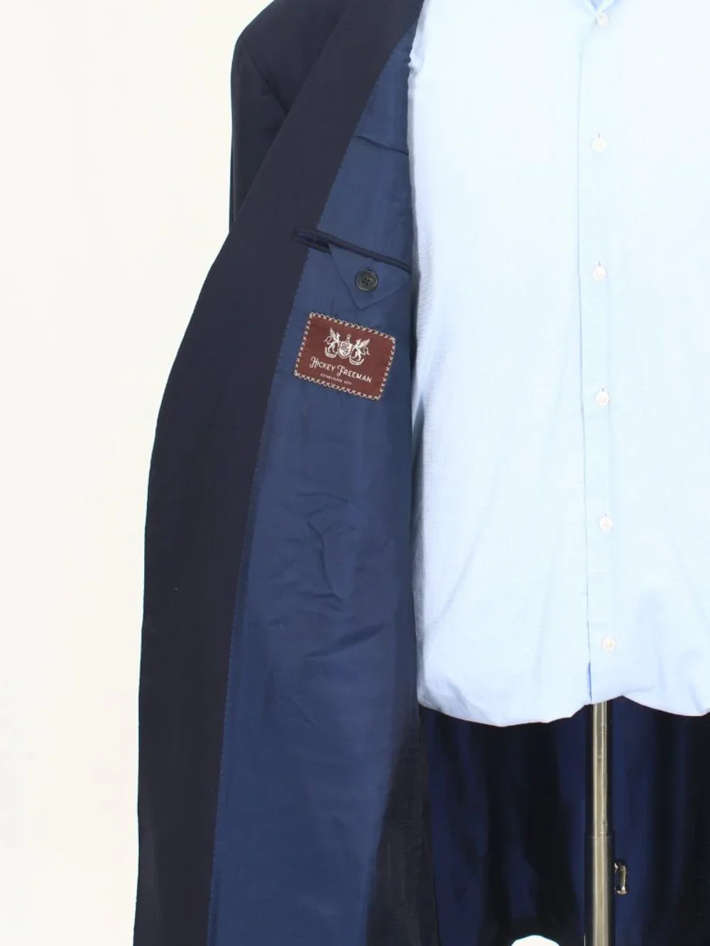Hickey Freeman Mahogany 52L 42x35 Navy Full Suit 2-Button Solid R919